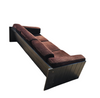 Three / seater sofa with a sturdy wooden frame / cushions in dark brown corduroy / industrial look / 1970s