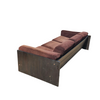 Three / seater sofa with a sturdy wooden frame / cushions in dark brown corduroy / industrial look / 1970s