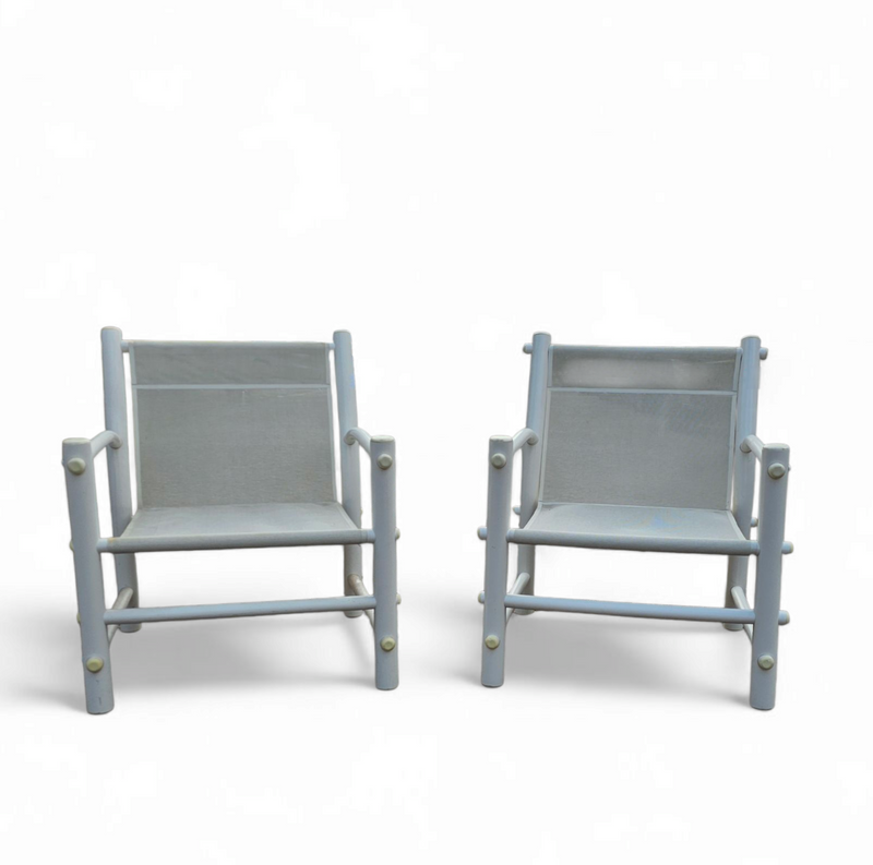 2 x Plastic / pvc pipe / mesh / indoor / outdoor chairs / 1970s