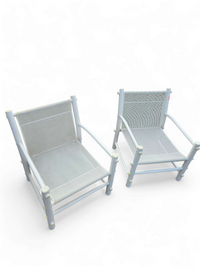 2 x Plastic / pvc pipe / mesh / indoor / outdoor chairs / 1970s