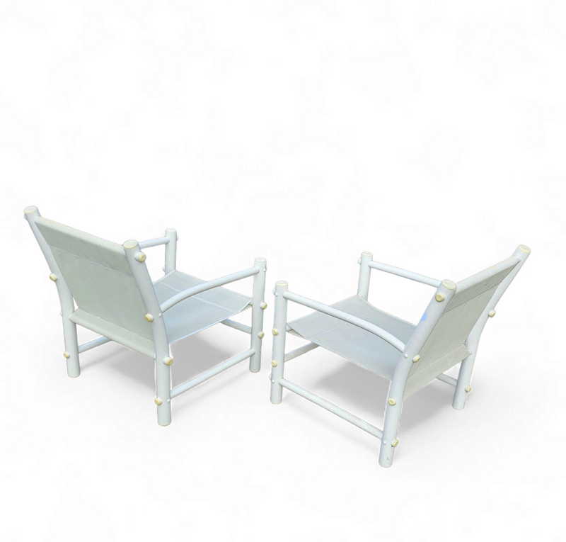 2 x Plastic / pvc pipe / mesh / indoor / outdoor chairs / 1970s