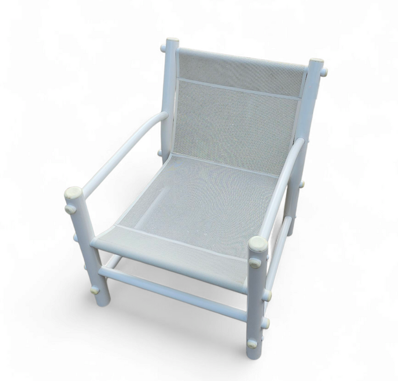 2 x Plastic / pvc pipe / mesh / indoor / outdoor chairs / 1970s