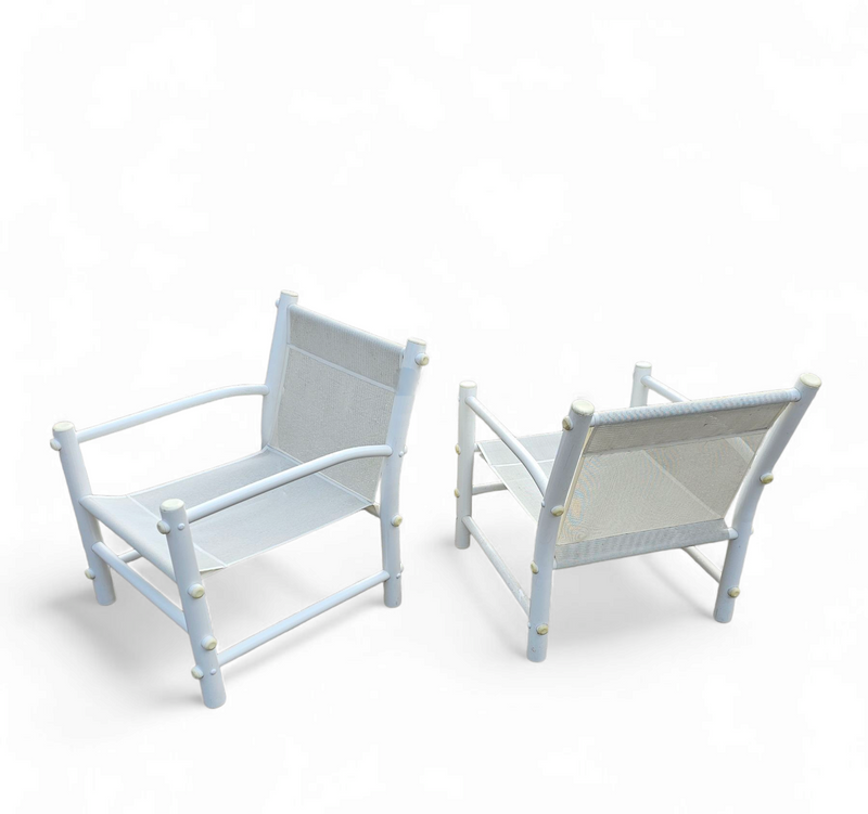 2 x Plastic / pvc pipe / mesh / indoor / outdoor chairs / 1970s