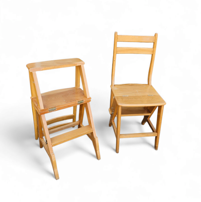 2 x library ladder chair 1950s
