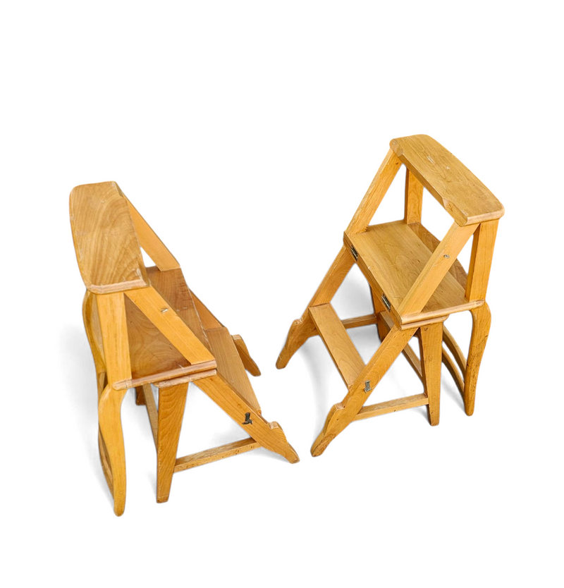 2 x library ladder chair 1950s