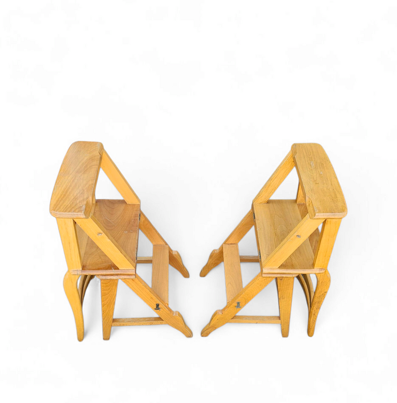 2 x library ladder chair 1950s