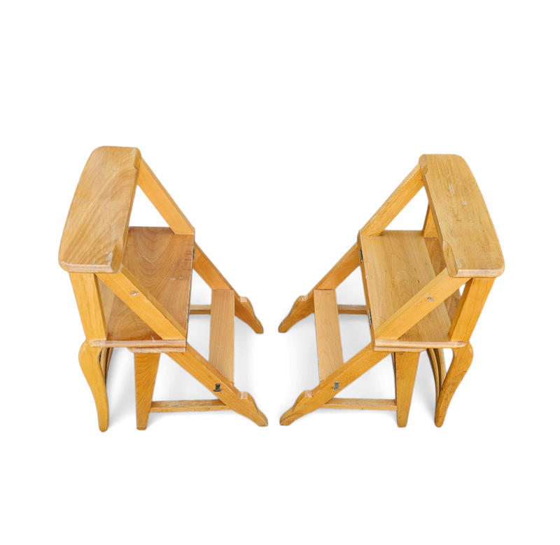 2 x library ladder chair 1950s