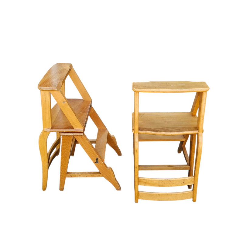 2 x library ladder chair 1950s