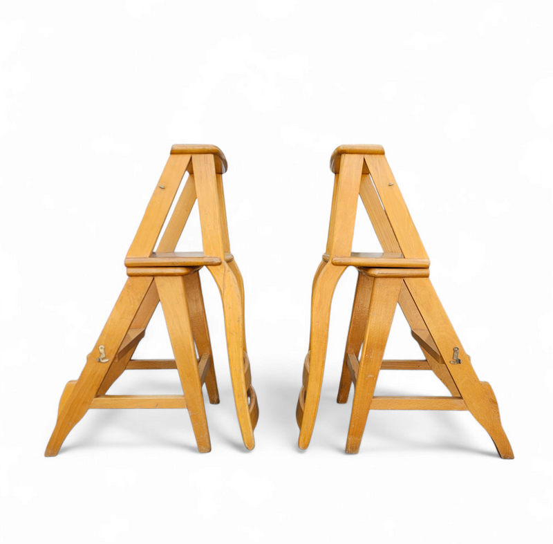 2 x library ladder chair 1950s
