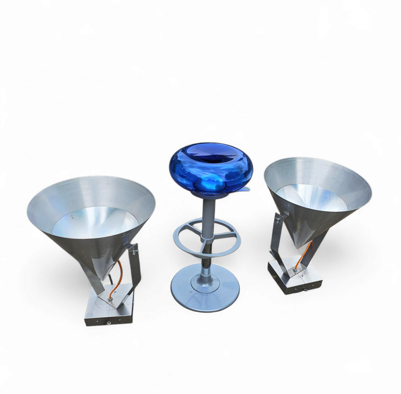 A pair of modern / aluminum / large / conical / industrial style lamps /  designed for ceiling or wall