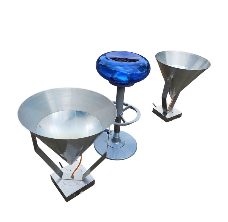 A pair of modern / aluminum / large / conical / industrial style lamps /  designed for ceiling or wall