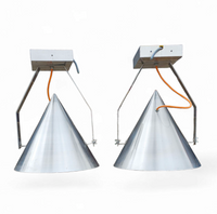 A pair of modern / aluminum / large / conical / industrial style lamps /  designed for ceiling or wall