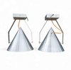 A pair of modern / aluminum / large / conical / industrial style lamps /  designed for ceiling or wall