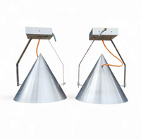A pair of modern / aluminum / large / conical / industrial style lamps /  designed for ceiling or wall