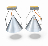 A pair of modern / aluminum / large / conical / industrial style lamps /  designed for ceiling or wall