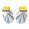 A pair of modern / aluminum / large / conical / industrial style lamps /  designed for ceiling or wall