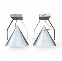 A pair of modern / aluminum / large / conical / industrial style lamps /  designed for ceiling or wall