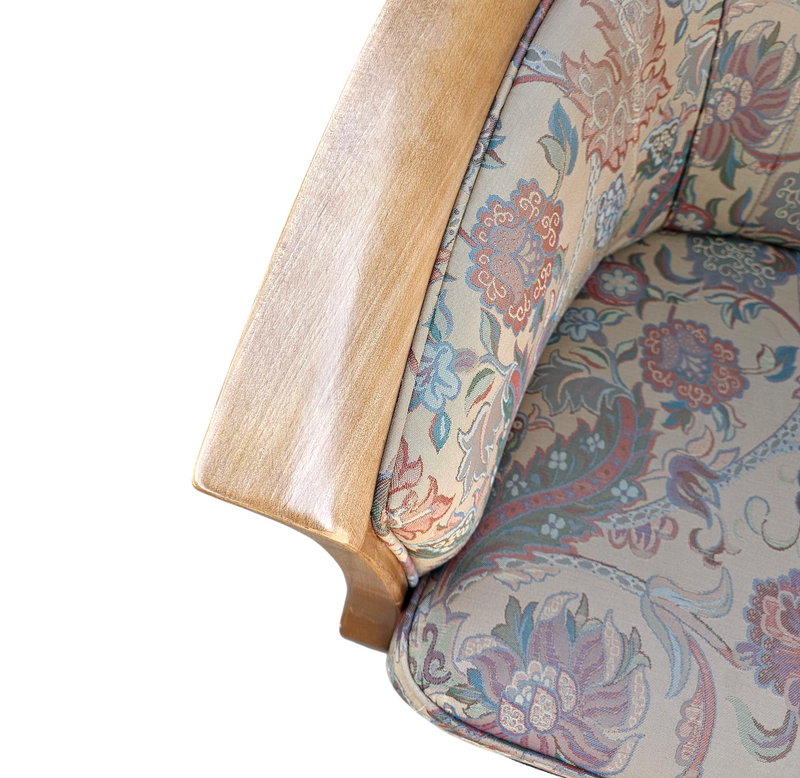 2 x armchair / club chair / floral fabric / 1980s