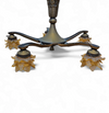 5 arms Art Deco / Art Nouveau / brass hanging lamp / Hand blown floral shades