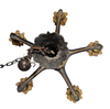5 arms Art Deco / Art Nouveau / brass hanging lamp / Hand blown floral shades