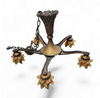 5 arms Art Deco / Art Nouveau / brass hanging lamp / Hand blown floral shades