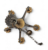 5 arms Art Deco / Art Nouveau / brass hanging lamp / Hand blown floral shades