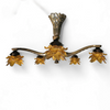 5 arms Art Deco / Art Nouveau / brass hanging lamp / Hand blown floral shades