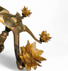 5 arms Art Deco / Art Nouveau / brass hanging lamp / Hand blown floral shades