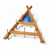Wooden wall coat rack / triangular shape / triangle mirror at the top / 1960s