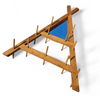 Wooden wall coat rack / triangular shape / triangle mirror at the top / 1960s