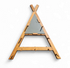 Wooden wall coat rack / triangular shape / triangle mirror at the top / 1960s