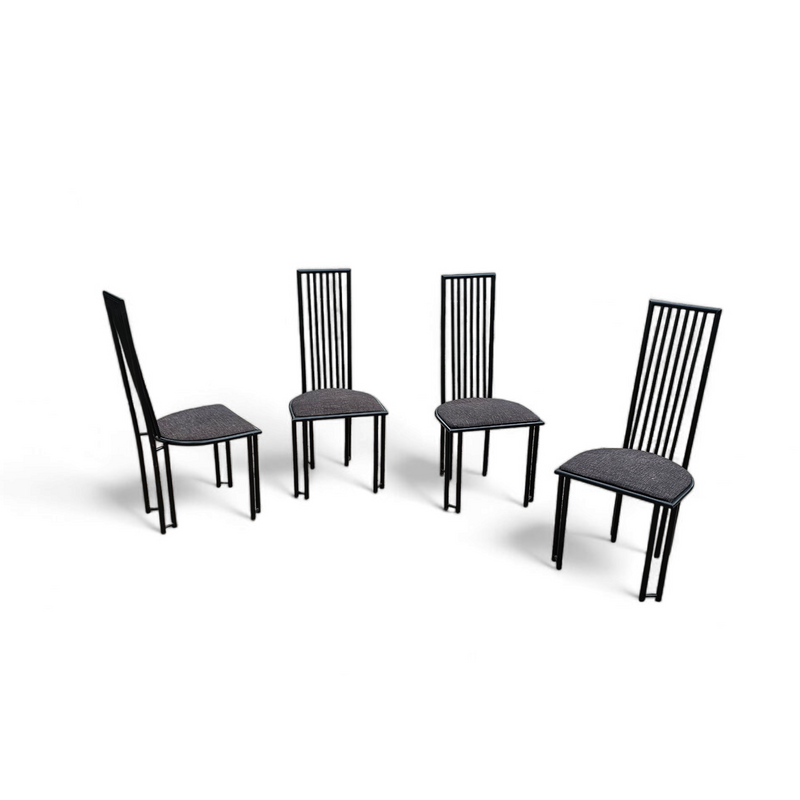 4 x Postmodern chair / metal frame / 1980s