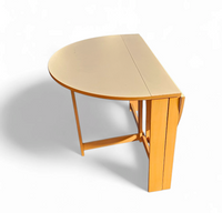 Vintage scandinavian folding dining table with side leaves. The oval top is made of white formica