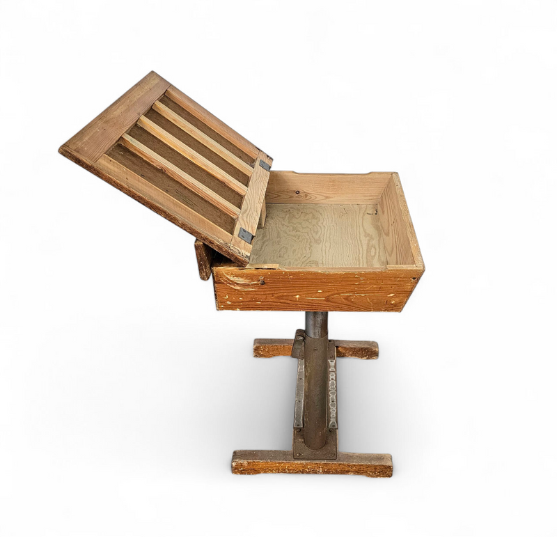 Matching school chair and table / both adjustable by
Grythyttan / first half of the 20th century