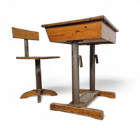 Matching school chair and table / both adjustable by
Grythyttan / first half of the 20th century