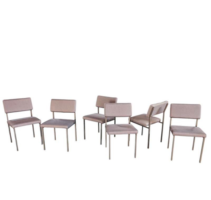 6 x No. 33 dining chair by Gijs van der Sluis for Van der Sluis Stalen Meubelen, 1960s