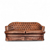 Small 2 seater / Chesterfield sofa / brown leather / width 155 cm