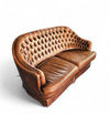 Small 2 seater / Chesterfield sofa / brown leather / width 155 cm