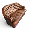 Small 2 seater / Chesterfield sofa / brown leather / width 155 cm