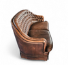 Small 2 seater / Chesterfield sofa / brown leather / width 155 cm