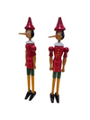 2 x Original wooden Pinocchio dolls by Gio Galetti / Italy 70s / height 80 cm