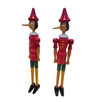 2 x Original wooden Pinocchio dolls by Gio Galetti / Italy 70s / height 80 cm