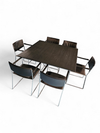 Arco dining set by Arnold Merckx
With a rare Arco matching table 1980s
Black leather / black top