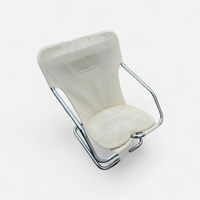 2 x Tubular chrome cantilever chair with a cream canvas sling