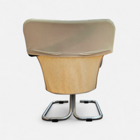 2 x Tubular chrome cantilever chair with a cream canvas sling