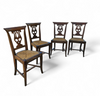 4 x elm dining chair with a carved back frame in a rosette / France / 1890-1900