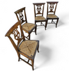 4 x elm dining chair with a carved back frame in a rosette / France / 1890-1900