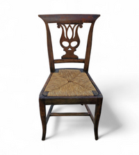 4 x elm dining chair with a carved back frame in a rosette / France / 1890-1900