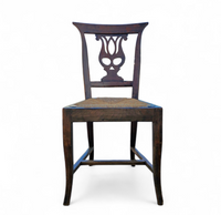 4 x elm dining chair with a carved back frame in a rosette / France / 1890-1900