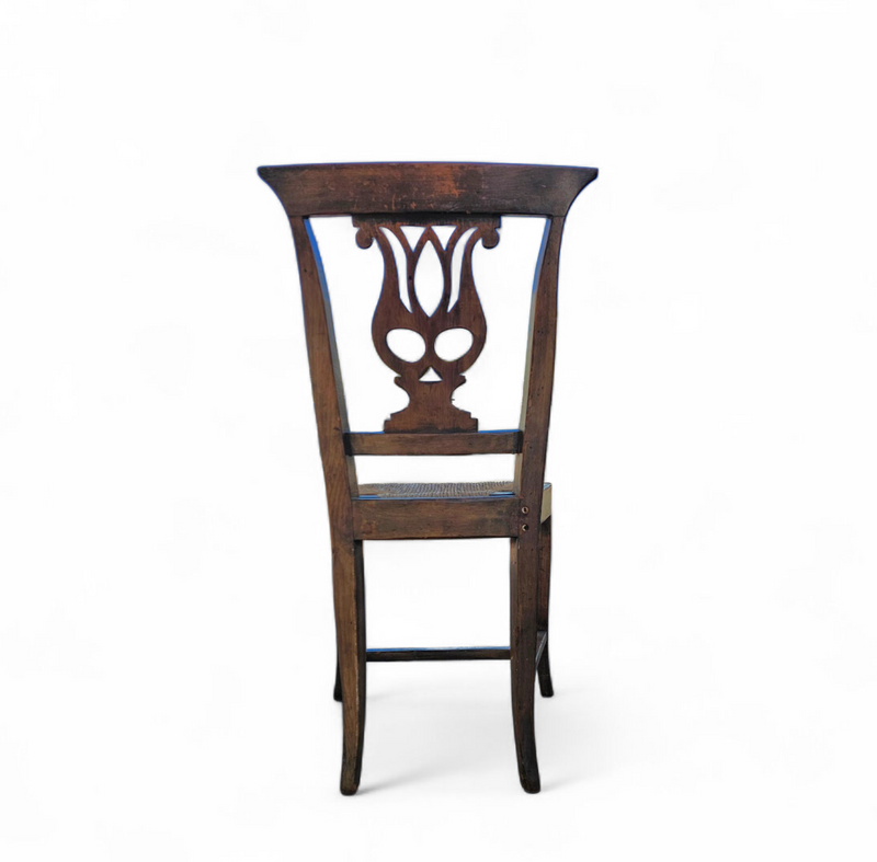 4 x elm dining chair with a carved back frame in a rosette / France / 1890-1900